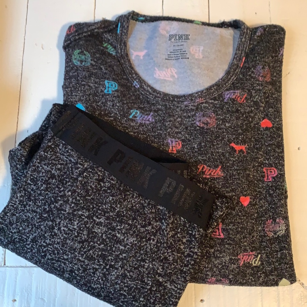 Like New VS PINK  Long Sleeve/Pants PJ Set